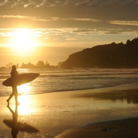 a sunset over a body of water