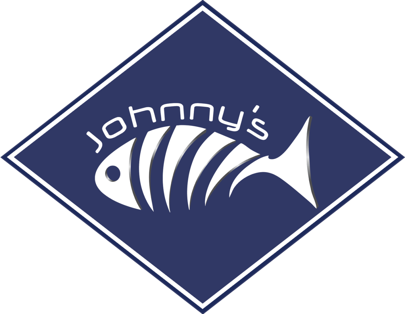 Blue diamond logo with stylized fish and text 'Johnny's' above it.