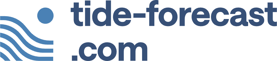 Logo with waves, dot, and text 'tide-forecast.com' in blue.