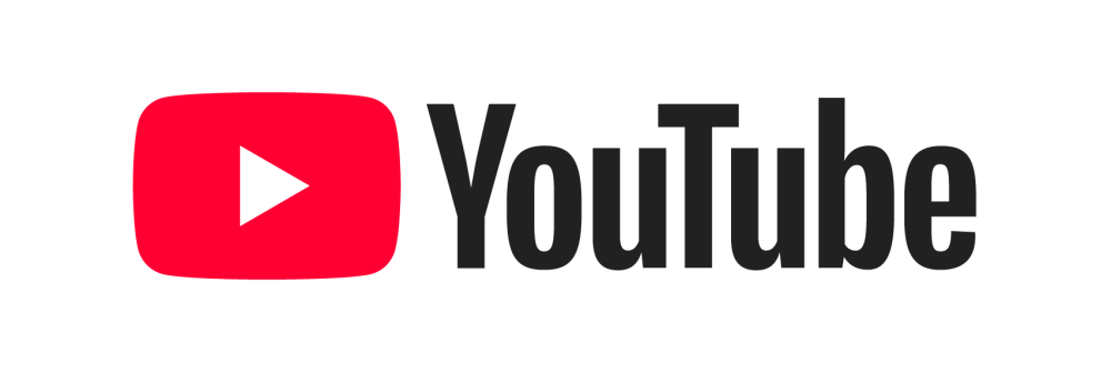 YouTube logo with red play button icon and text.