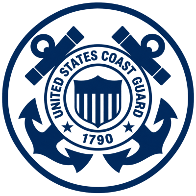 United States Coast Guard emblem with anchors and shield.