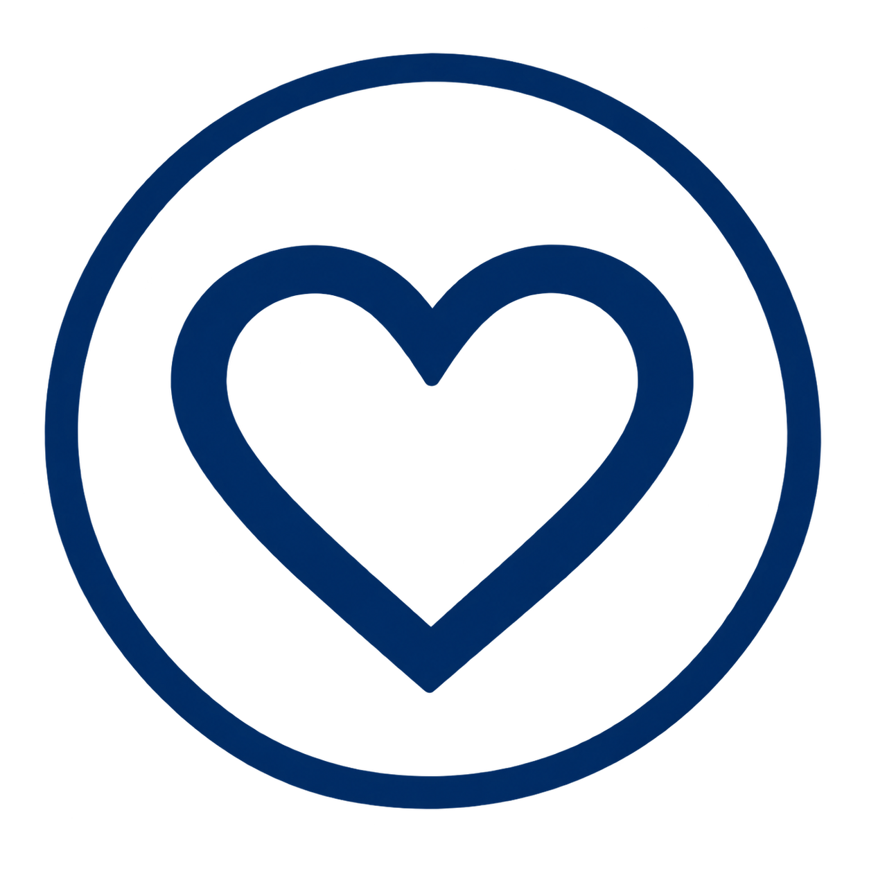 Simple blue heart icon inside a circle.